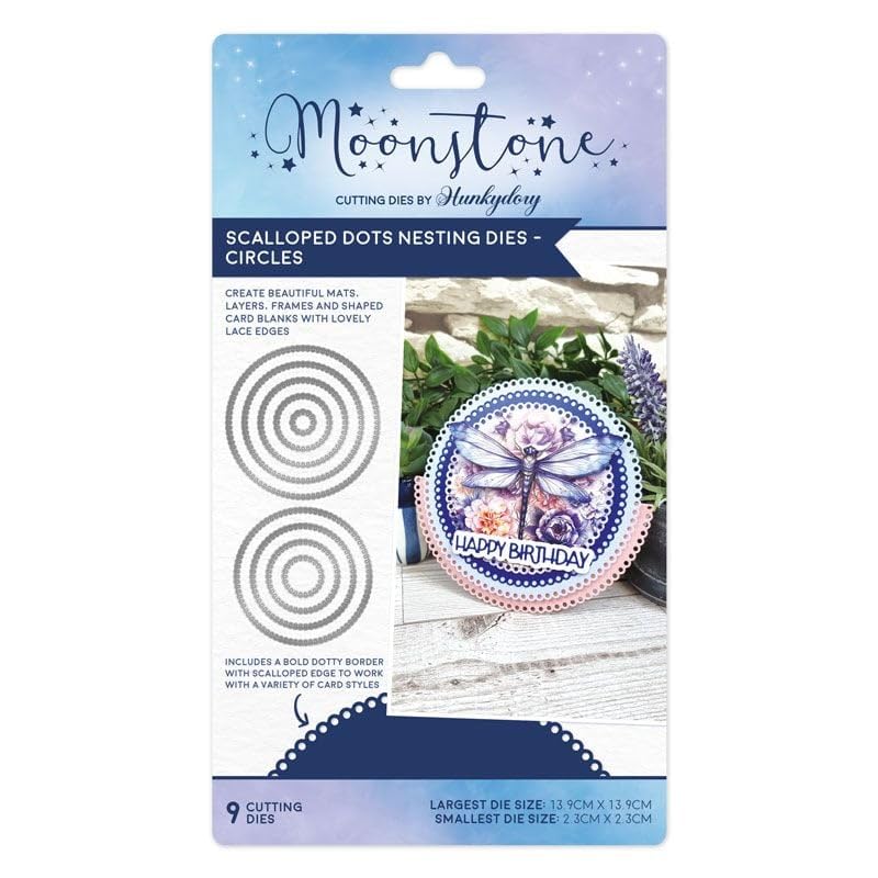 Matrice de découpe Hunkydory Moonstone MSTONE811 pois festonnés pour scrapbooking