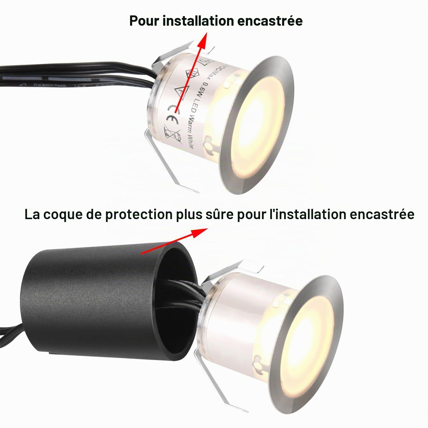 SMY Lot de 16 Spots LED Encastrable Extérieur IP67 Étanche Ø 32mm Blanc Chaud 2800K