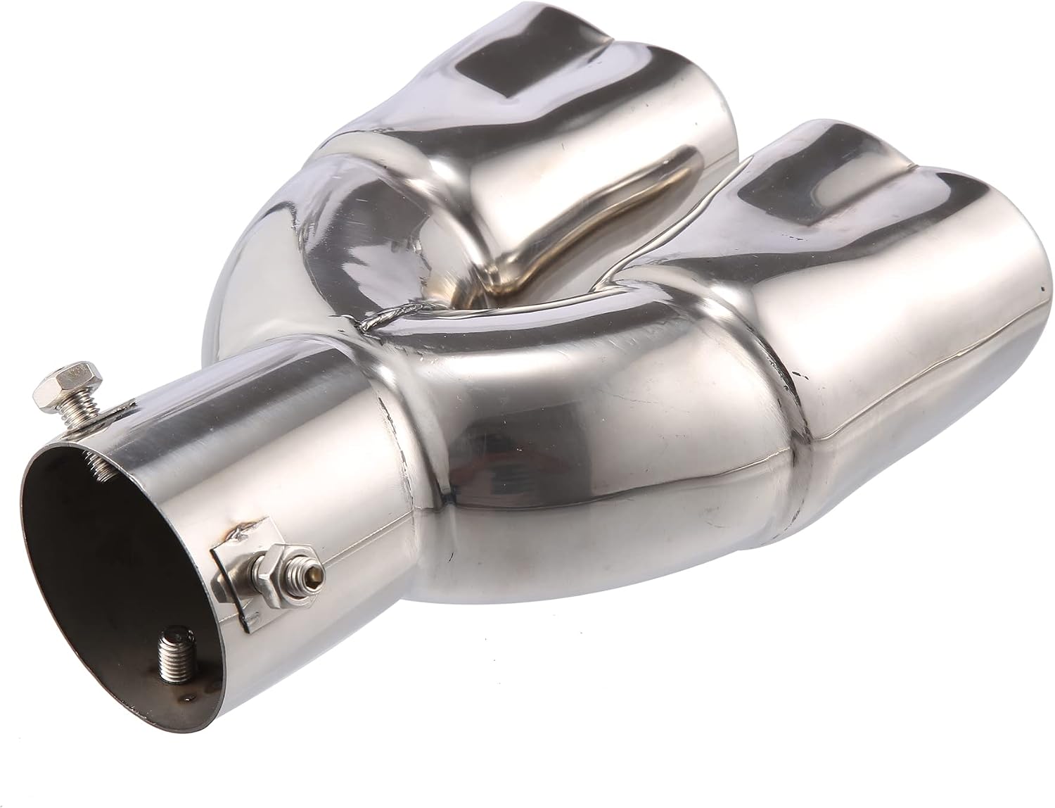 X AUTOHAUX 63mm 2.48" Inlet Straight Type Heart Shape Universal Exhaust Pipe Muffler Tip Tailpipe Bolt-On for Car Truck 8.1" Length Stainless Steel Silver Tone