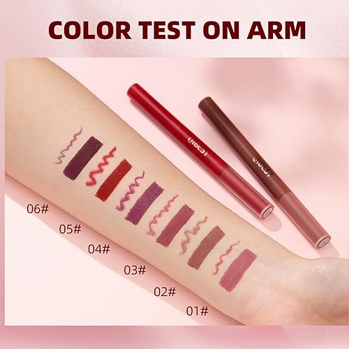 Miniatura 7 de Juego de 3 delineadores de labios y lápiz labial, kit de lápiz labial mate con delineador de labios, lápiz labial líquido mate, impermeable, lápiz