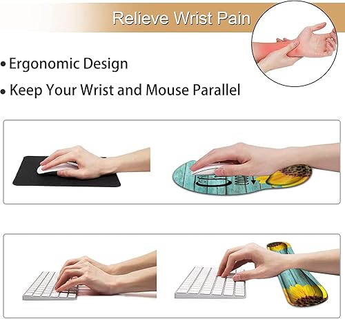 Miniatura 10 de Alfombrilla ergonómica para mouse con soporte de muñeca de gel y reposamuñecas de teclado de espuma viscoelástica, para computadora de juegos,