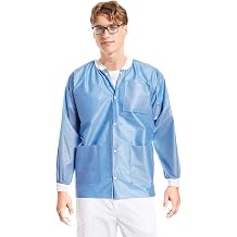 3630CBM Extra-Safe, Wrinkle-Free, Noble Looking Disposable SMS Hip Length Jacket, Ceil Blue, M, Pack of 10