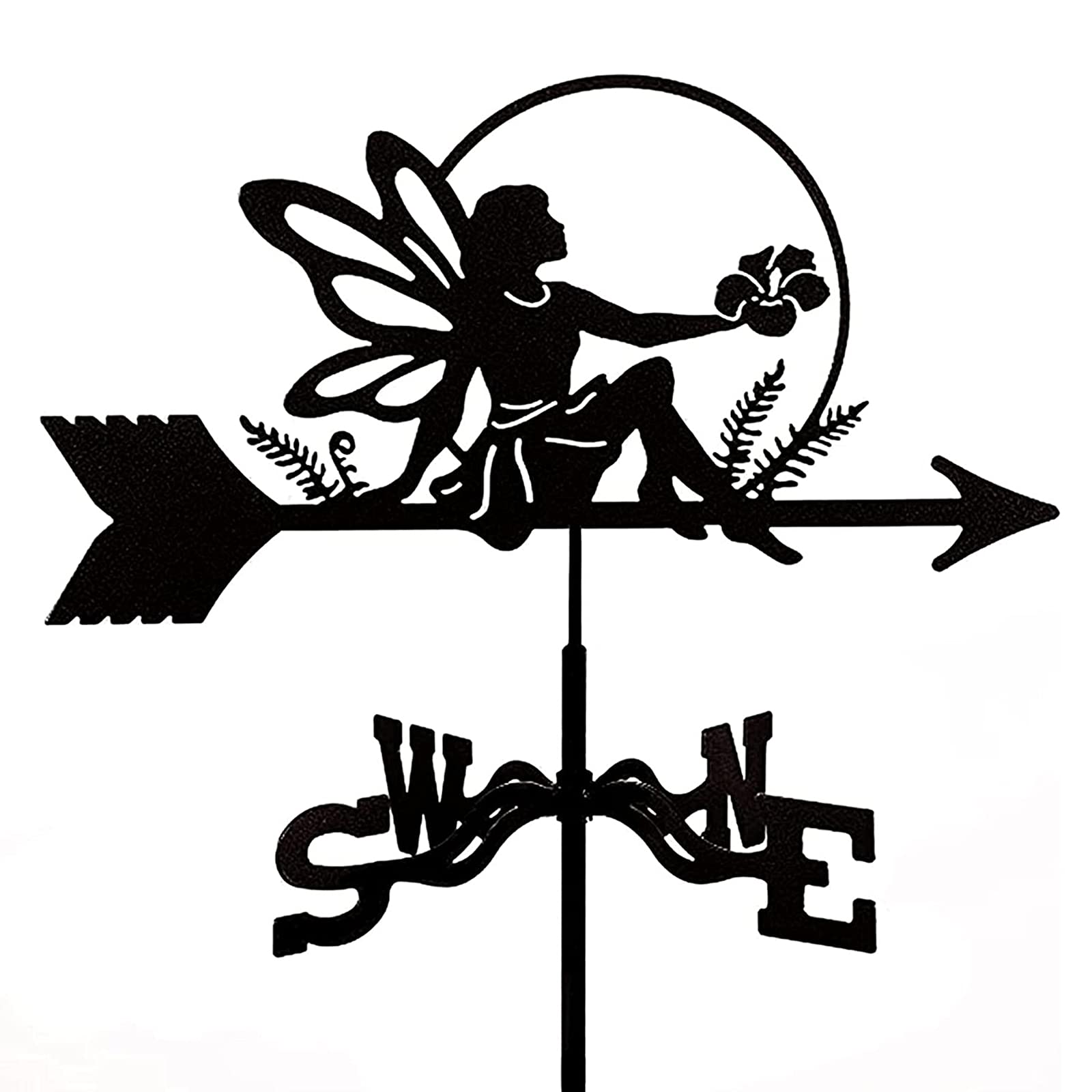 Wetterfahne aus Metall mit Esel, Fee, Elfe, Matador, Gartenpfahl, Wetterfahne, Schmiedeeiserne Wetterfahne, Windfahne, professionelles Messwerkzeug, Windrichtungsanzeige