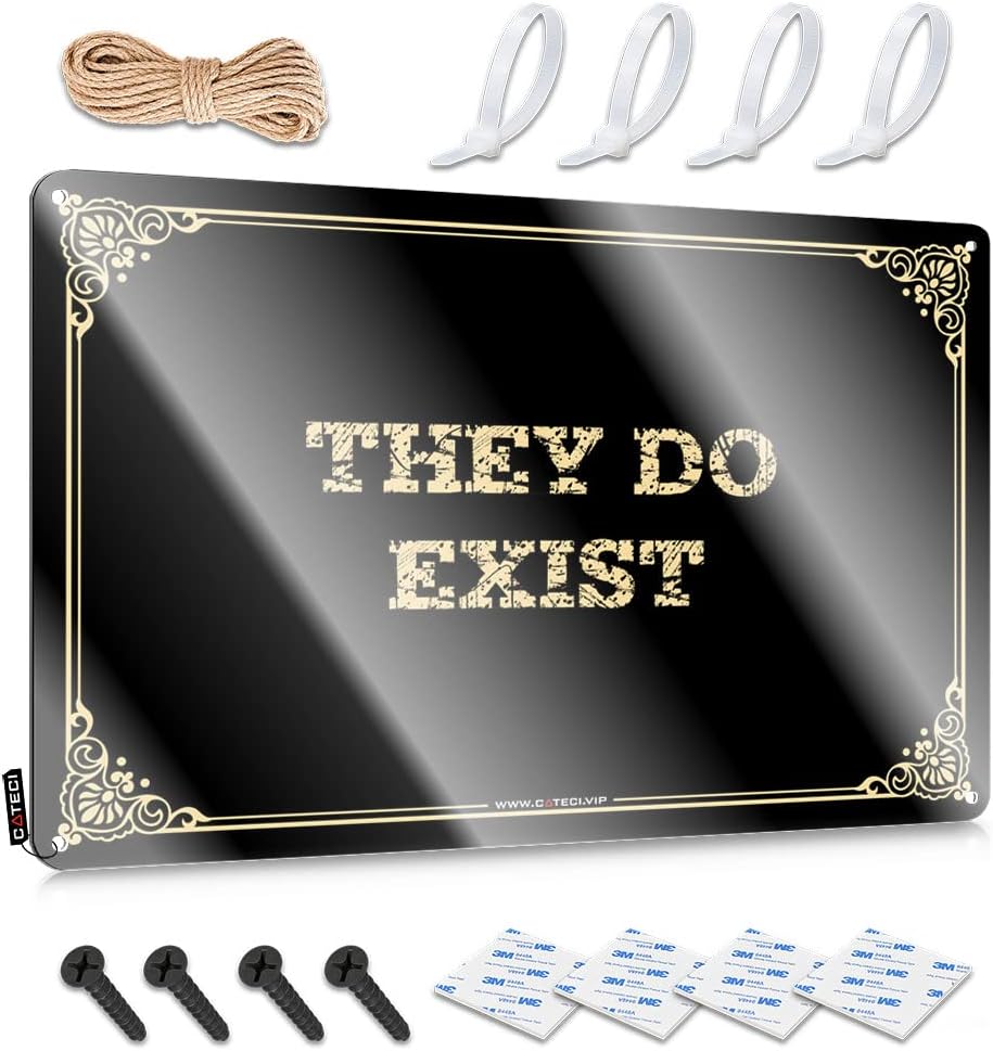 Metal Tin Sign For Preppy Wall Decor Western Decor Guys Retro Wall-mounted | Open House Decor Classroom & Kitchen Wall Decor Farmhouse Style : They Do Exist