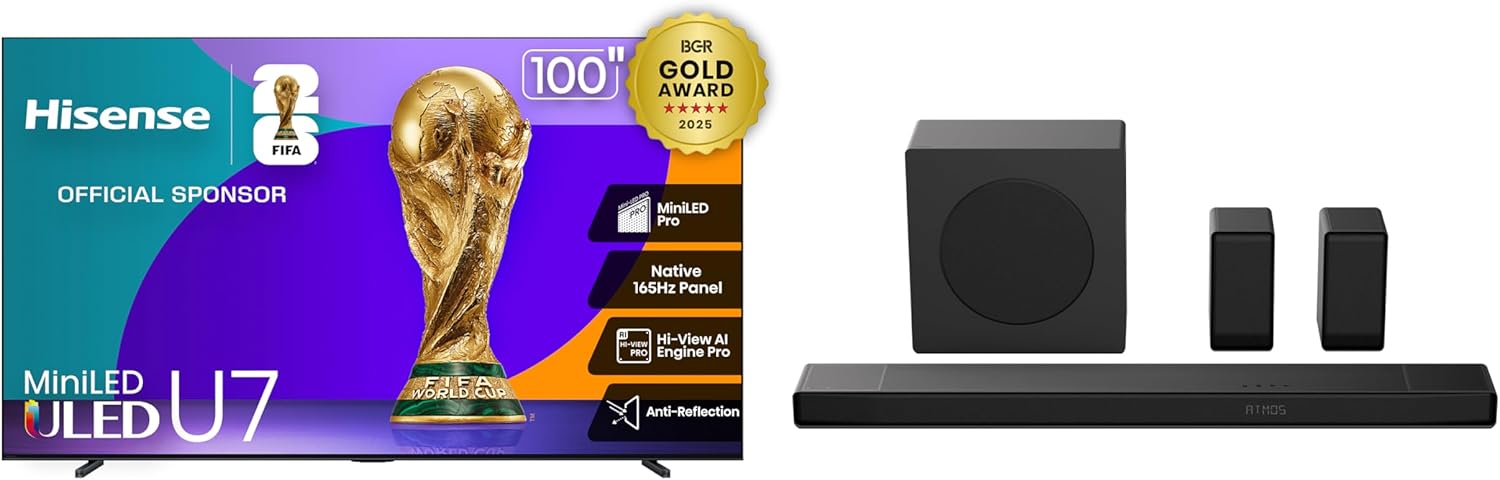 Bundle of Hisense 100" U7 TV with AX5140Q soundbar
