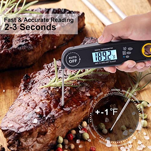 Meat Thermometer Instant Read, EHO Digital Meat Thermometer for Grilling Oven, Kitchen, Cooking, BBQ, Candy, Jam, Milk, Waterproof with Backlight (Black) - Thumbnail 6