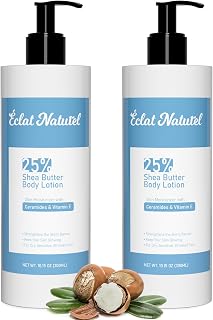 ÉCLAT NATUREL Body Lotion with 25% Shea Butter, Vitamin E & Ceramide, Deep Moisturizing Hydrating Body Lotion for Dry Skin, 10.15 Fl Oz (Pack of 2)