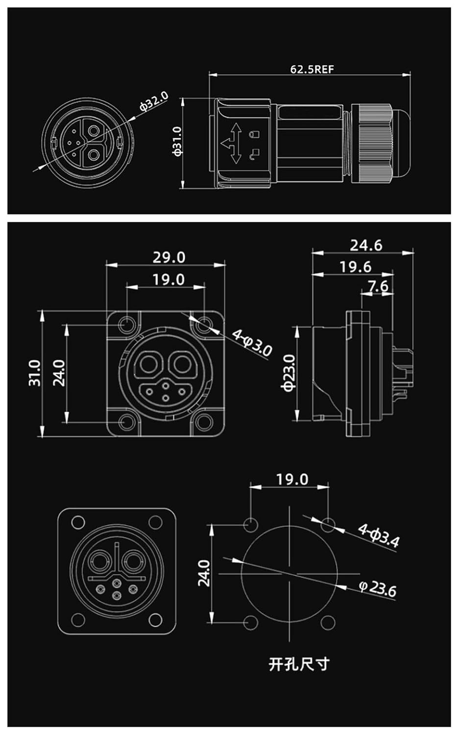 M23 8Pin Connector 2+1+5 Waterproof Wire Cable Connector IP67 Power Signal Plug Circular Aviation Connector