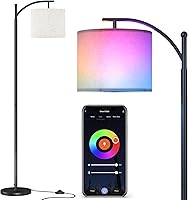 Vista 17 de SUNMORY Lámpara de pie de arco, moderna lámpara de pie con control remoto y bombilla regulable continua, lámparas de pie de metal con pantalla Negro