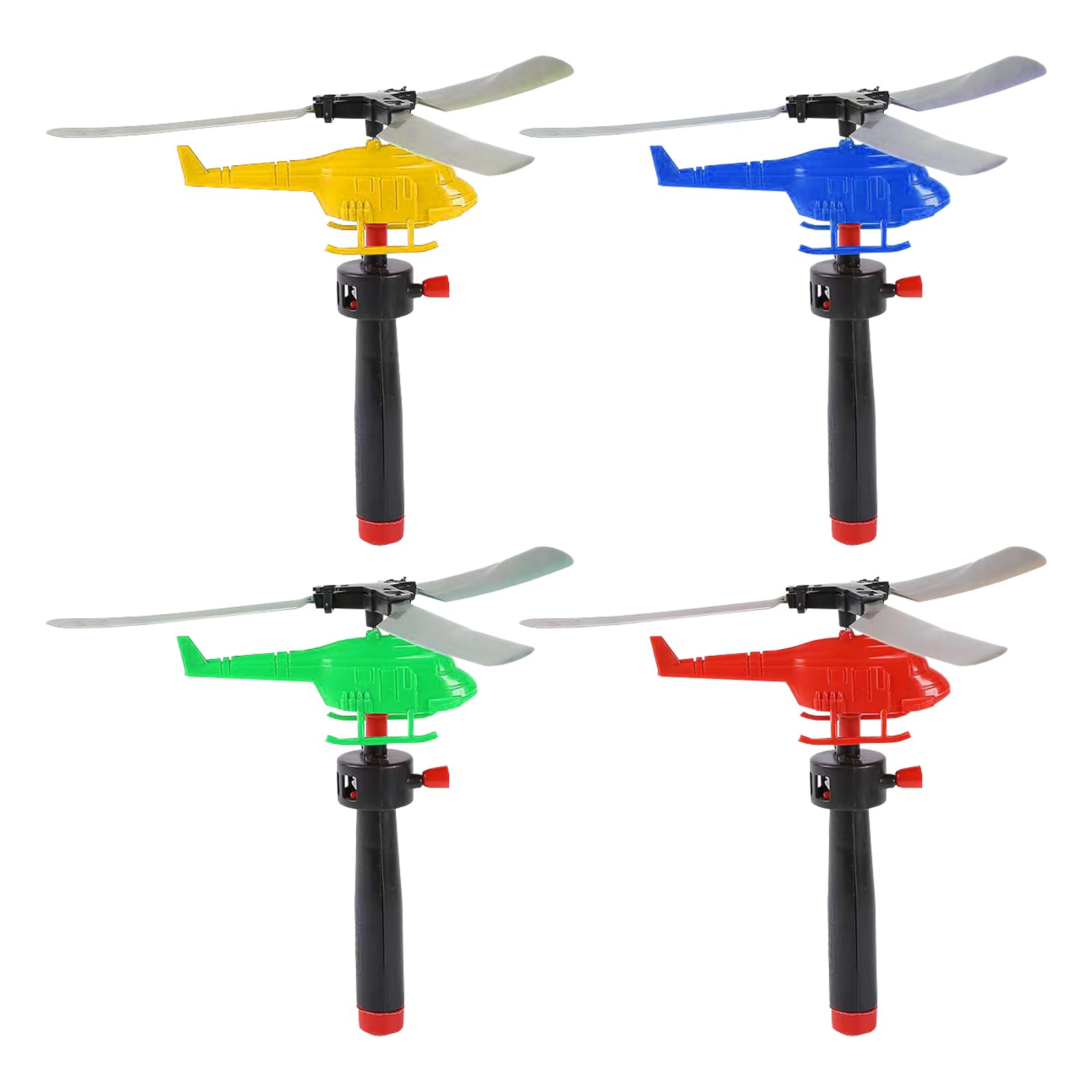 ZhuXlXxlLiand 4 PCS Hand-Launched Helicopters Set - for Ages 3+ - Durable Fly Toys with Easy Pull-Start for Outdoor Adventures