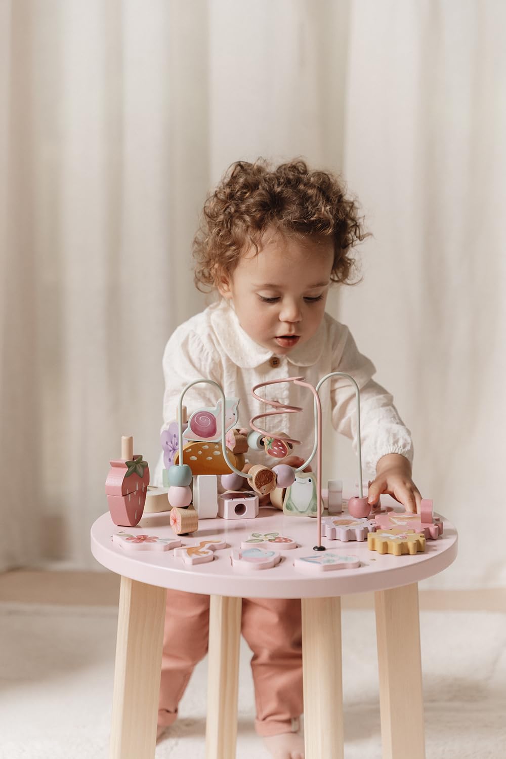 Little Dutch 7341 Fairy Garden - Mesa de actividades de madera, color rosa