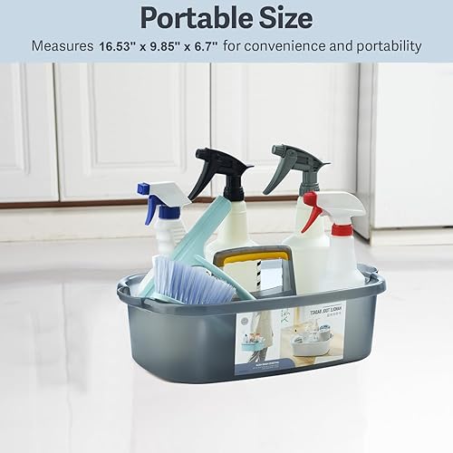 Miniatura 4 de Organizador grande de limpieza con asa, organizador de cesta de almacenamiento de herramientas de limpieza, organizador de cubo resistente, cubo