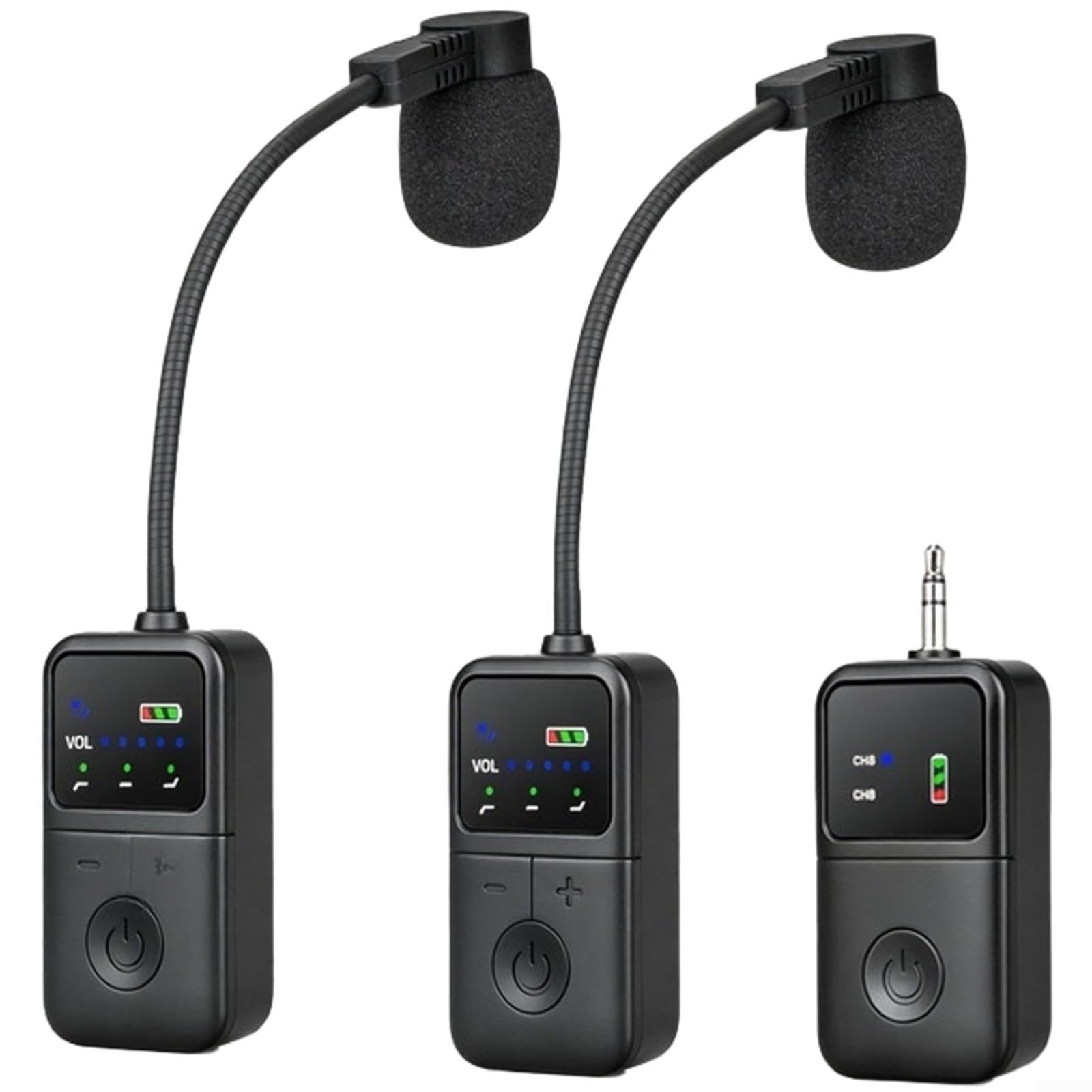 Kabelloses Instrumentenmikrofon mit aktiver Geräuschunterdrückung für Gitarre, Saxophon, Violine, 30 m Reichweite, 60 Hz - 16 kHz, Aufnahmebühne, Schwarz, 1 Stück