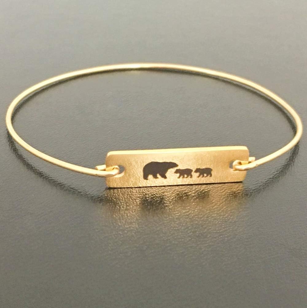 Mama Bear with 2 Cubs Bracelet Mom of Two Birthday Gift Mothers Day Jewelry Bangle Avg Size Woman - Image 3
