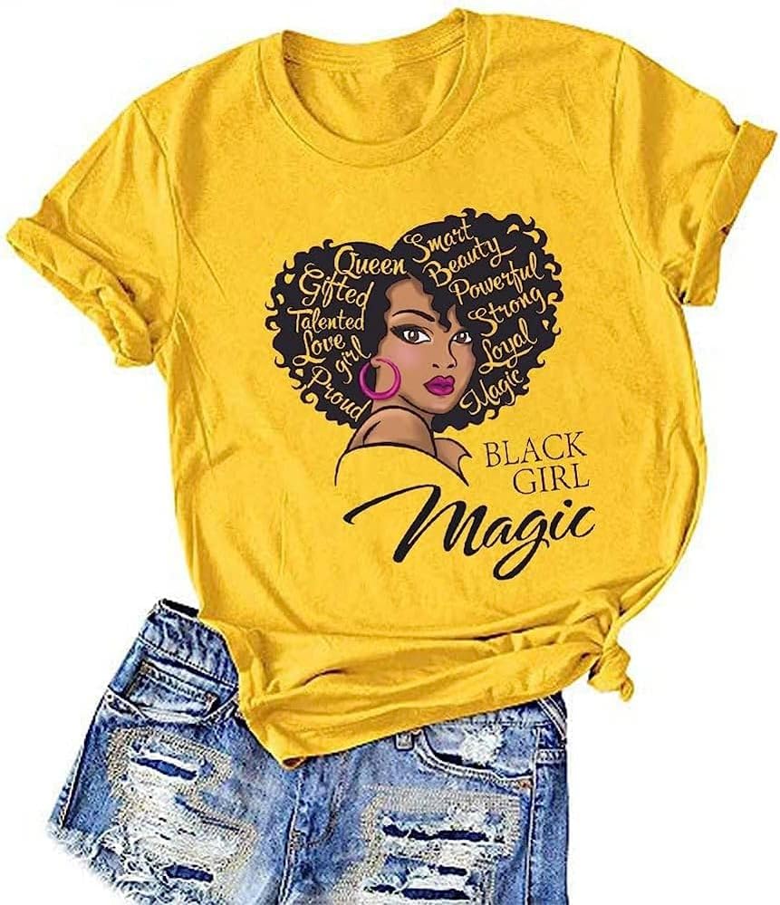 Black History Shirts Black Graphic tees for Men and Women, Magic Fashion Afro American Natural Hair Vintage Melanin T-Shirts
