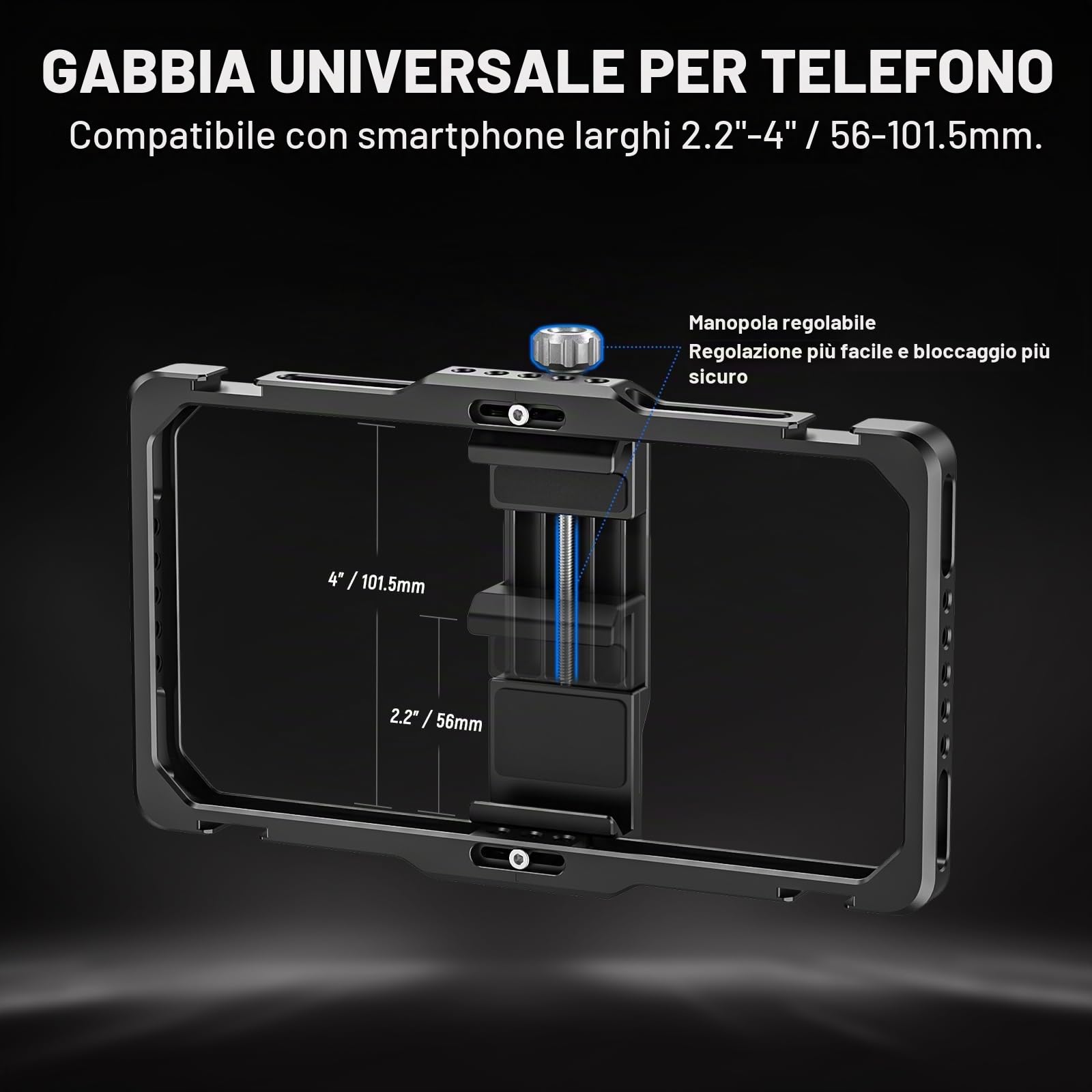 NEEWER Gabbia Telefono Rig Video Universale e Maniglia Laterale con Scatto Bluetooth, Stabilizzatore Smartphone per Registrazione Video Compatibile con iPhone 15 Pro Max 15 Pro Galaxy S24 Ultra,PA009E