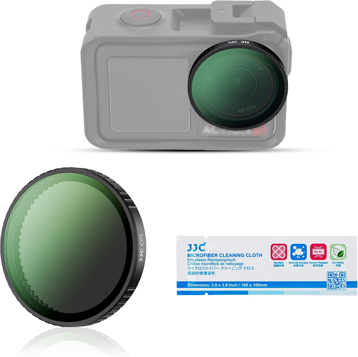 JJC CPL Circular Polarizer Polarizing Filter for DJI Osmo Action 5 Pro/Action 4/Action 3, Press to Mount, HD Optical Glass/Aluminium Frame/Anti-Scratch/Water-Resistant/Oil-Resistant/Anti-Static