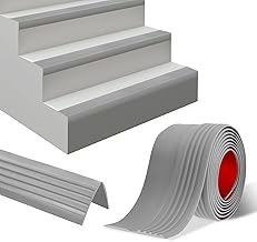 Stair Nose Profile Self Adhesive 6 m Non-Slip Rubber Stair Tread Edge Protection L Shape for Indoor/Outdoor Use (50×48mm, Grey)