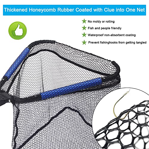 Lbw Floating Fishing Landing Net, Folding Fishing Net For Freshwater Or Saltwater, Kayak Rubber Fishing Net With Telescoping Pole Handle, Catfish Trout Net, Compact Portable Travel Fishing Net #TOP4