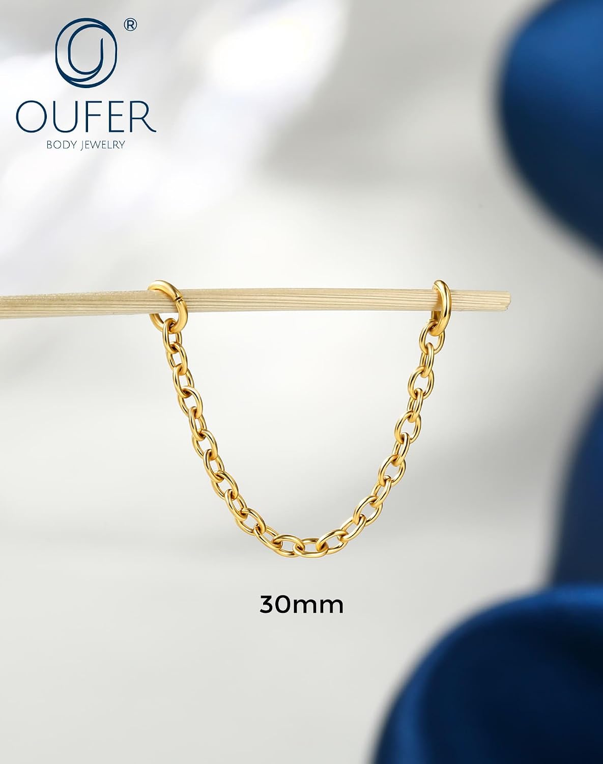 OUFER 316 Stainless Steel 4PCS Silver/Gold Connector Chain, Convertible Dangle Chain for Doule Ear or Nose Piercing, 20-35mm Hypoallergenic Piercing Chain for Helix Tongue Lip Nipple Piercing Jewelry for Women Men
