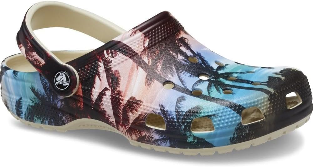 Crocs Unisex-Adult Classic Seasonal Print Clogs, Bone/Multi, 6 Men/8 Women