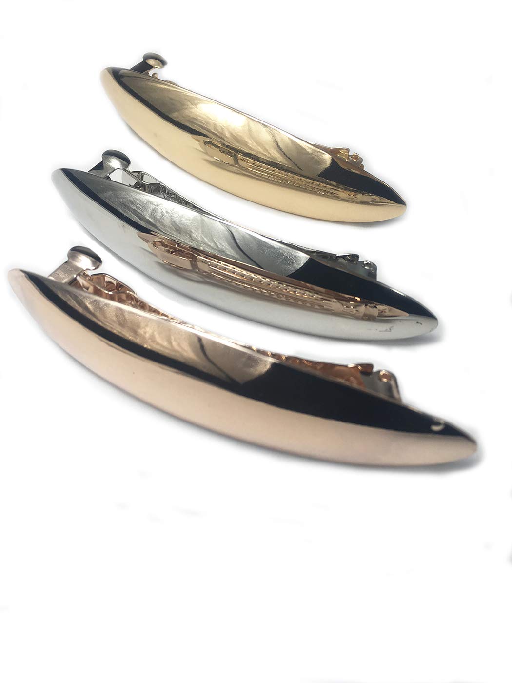 3 Pack Long Shiny Finish Metal Alligator Hair Clips