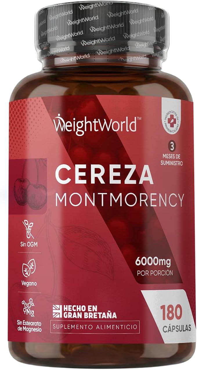 Cápsulas de Extracto Concentrado de Cereza Montmorency 6000mg, 180 Unidades, Suministro para 3 Meses