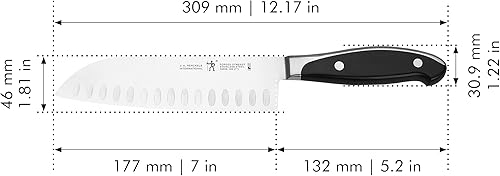 Vista 10 de HENCKELS Cuchillo Santoku de borde hueco forjado, 5 pulgadas, negro/acero inoxidable