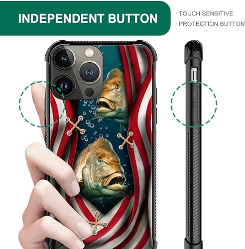 Miniatura 4 de DAIZAG Funda compatible con iPhone 15 Pro Max con bandera estadounidense y pesca, a prueba de golpes, funda de teléfono de TPU suave para iPhone 15