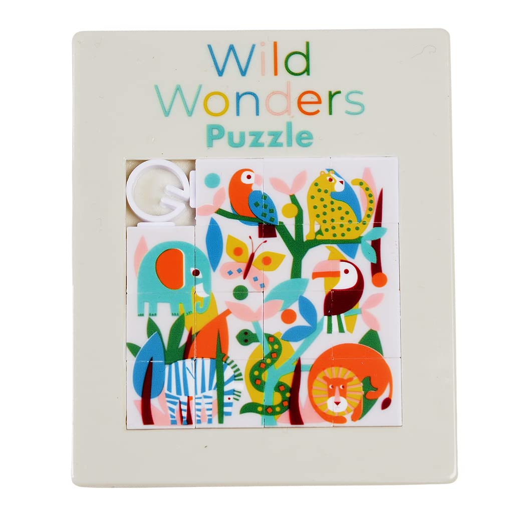 Slide Puzzle Wild Wonders, Animals Sliding Game, Kids Puzzles Age 4, Jigsaw for 4 Year Old, Childrens Jigsaw, Portable Travel Fun, Colorful Jungle Theme, Engaging Children Jigsaws Toy.