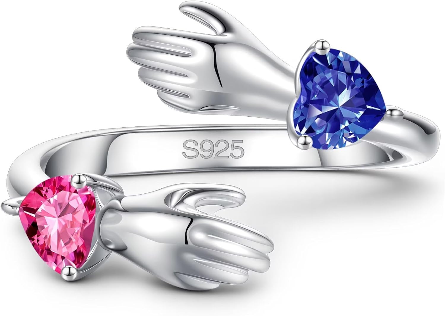 Iefil Easter Gifts for Women Wife - 925 Sterling Silver Hug Rings for Women, Adjustable Rings, Mothers Day Anniversary Birthday Gifts for Wife Mom Grandma Daughter, 5#-9#