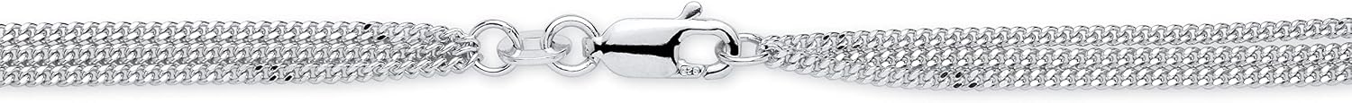 PalmBeach Sterling Silver Triple Strand Heart Ankle Bracelet(7.5mm), 10 inches