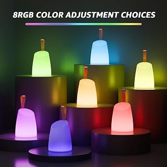 uuffoo 2 Pack Remote Outdoor Rechargeable lamp with RGB & Warm White