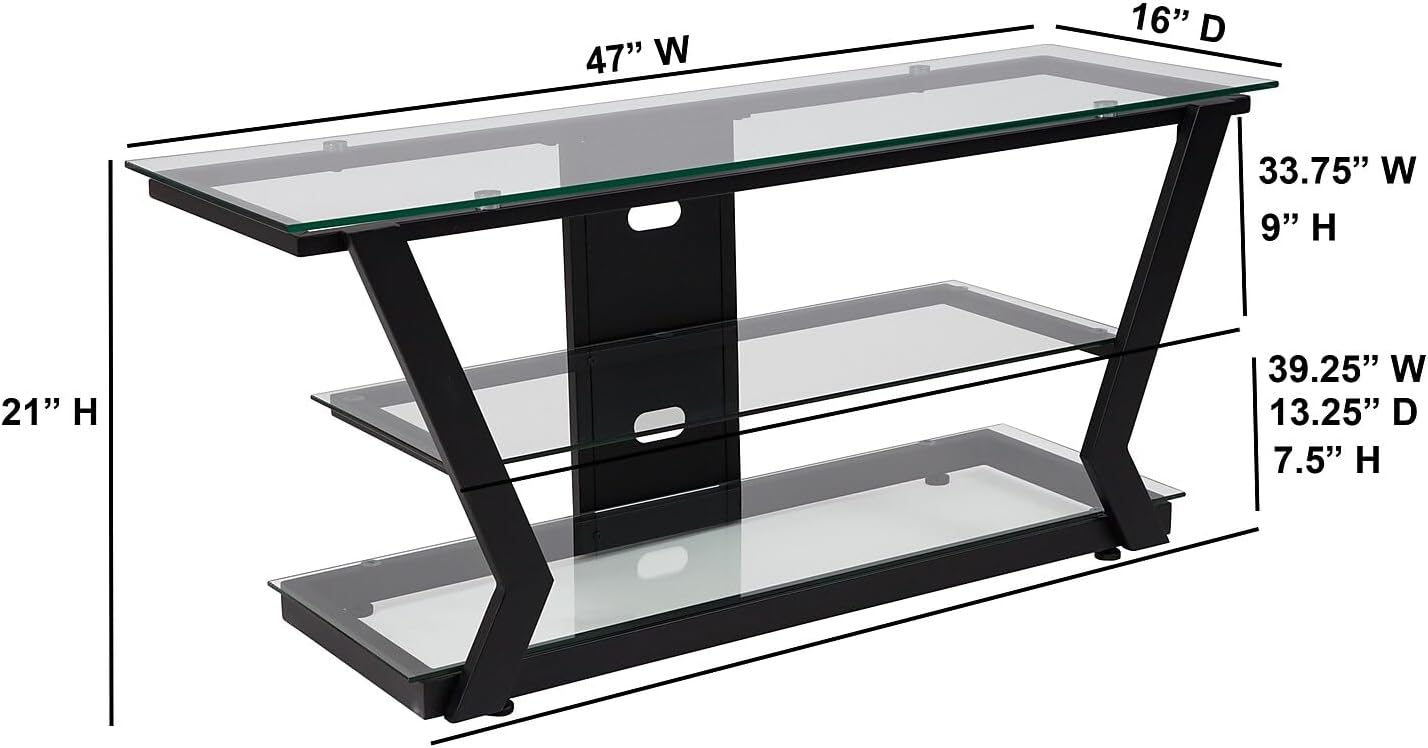 Harbor Hills Modern Black Metal and Glass TV Stand for up to 50" TVs