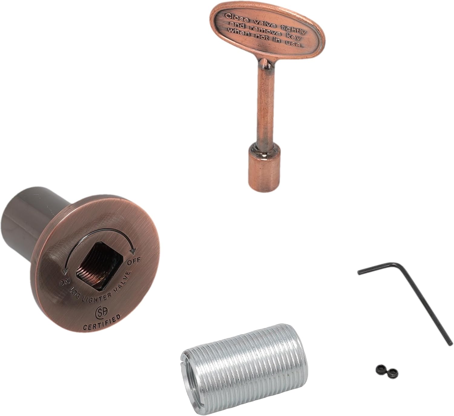 Supplying Demand LLFLGKIT-AC Fireplace Fire Pit | Log Lighter Gas Valve Kit with Universal Flange and 3" Key Antique Copper
