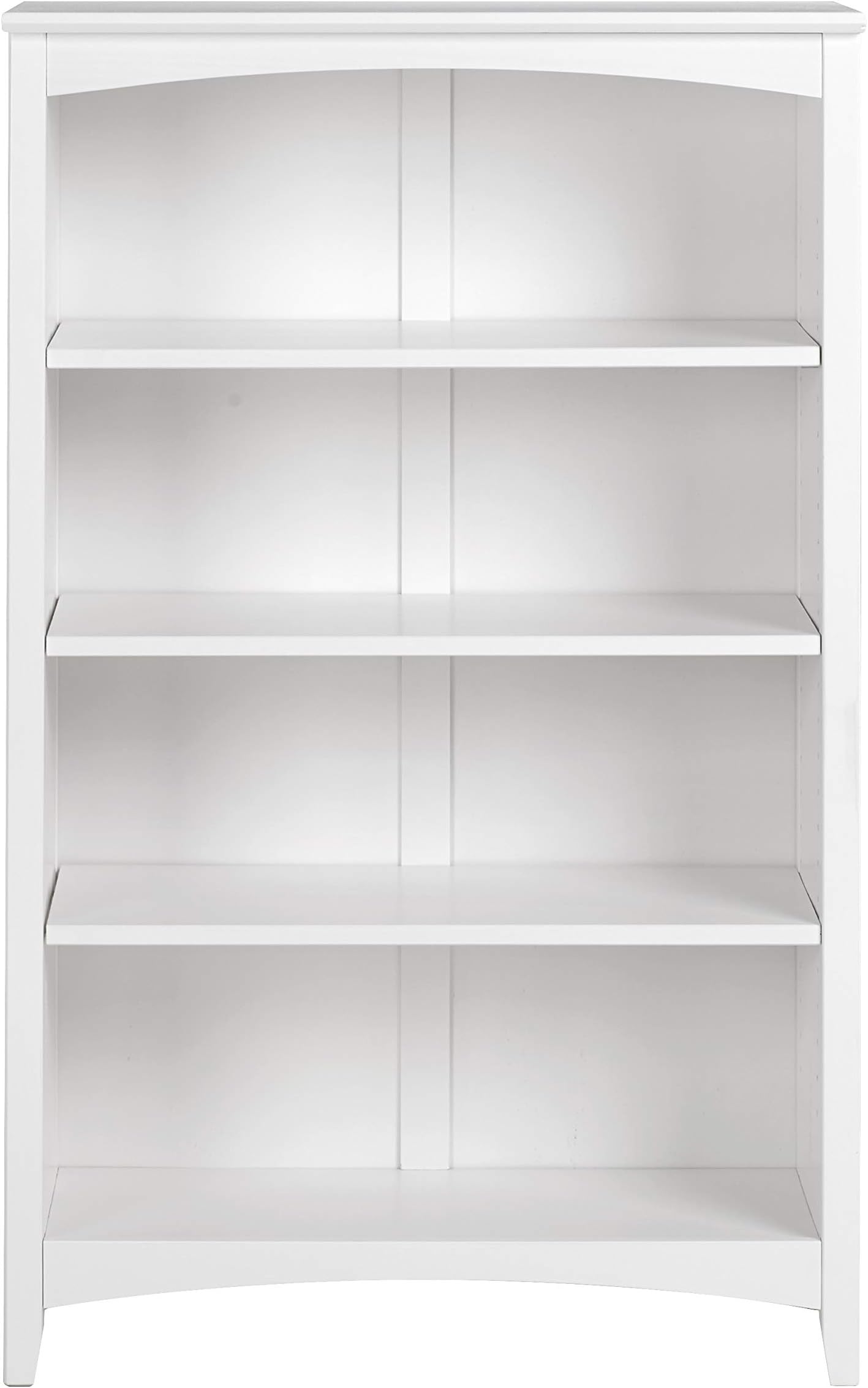 Camaflexi Shaker Style 4 Shelf Bookcase / Solid Wood / 48 inch High / Adjustable Shelving / Closed Back / Display Bookshelf for Living Room, Bedroom, Home and Office, White