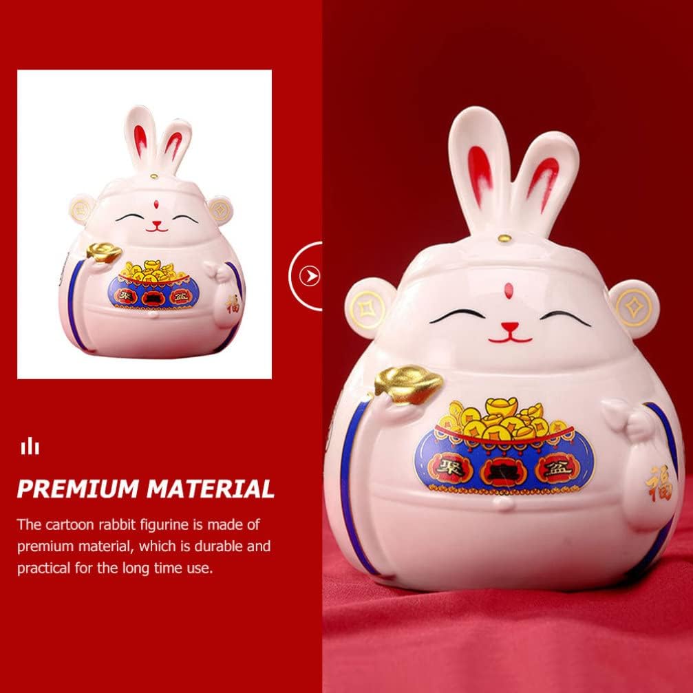 Toyvian Fortunate Figurine Piggy Bank Ceramic Bunny Saving Jar for Boys and Girls and Adults Cute Home Decor Bank for Savings for Birthdays and Festivals