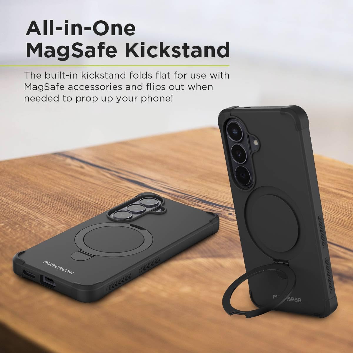 PureGear DualTek KIK MagSafe Phone Grip Case for Samsung Galaxy S26+, Military Tested & Approved, MagSafe Compatible Black