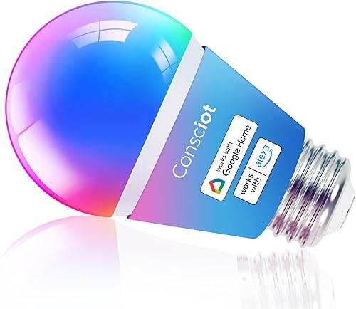 Miniatura 1 de Consciot Bombillas inteligentes, bombilla LED que funciona con Alexa y Google Home, sincronización de música, bombilla RGBTW que cambia de color,
