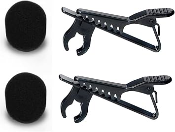 Headset Intercom Microphone Windscreen Pin Mic Broadcasting Microphone Sponge 2 Mini Mic Clip Holder Mic Lapel Tie Clip Holder 2 Black
