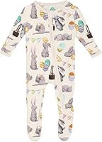 Vista 125 de KicKee Baby & Toddler - Pijama de viscosa ultrasuave de bambú con patas abatibles y puños