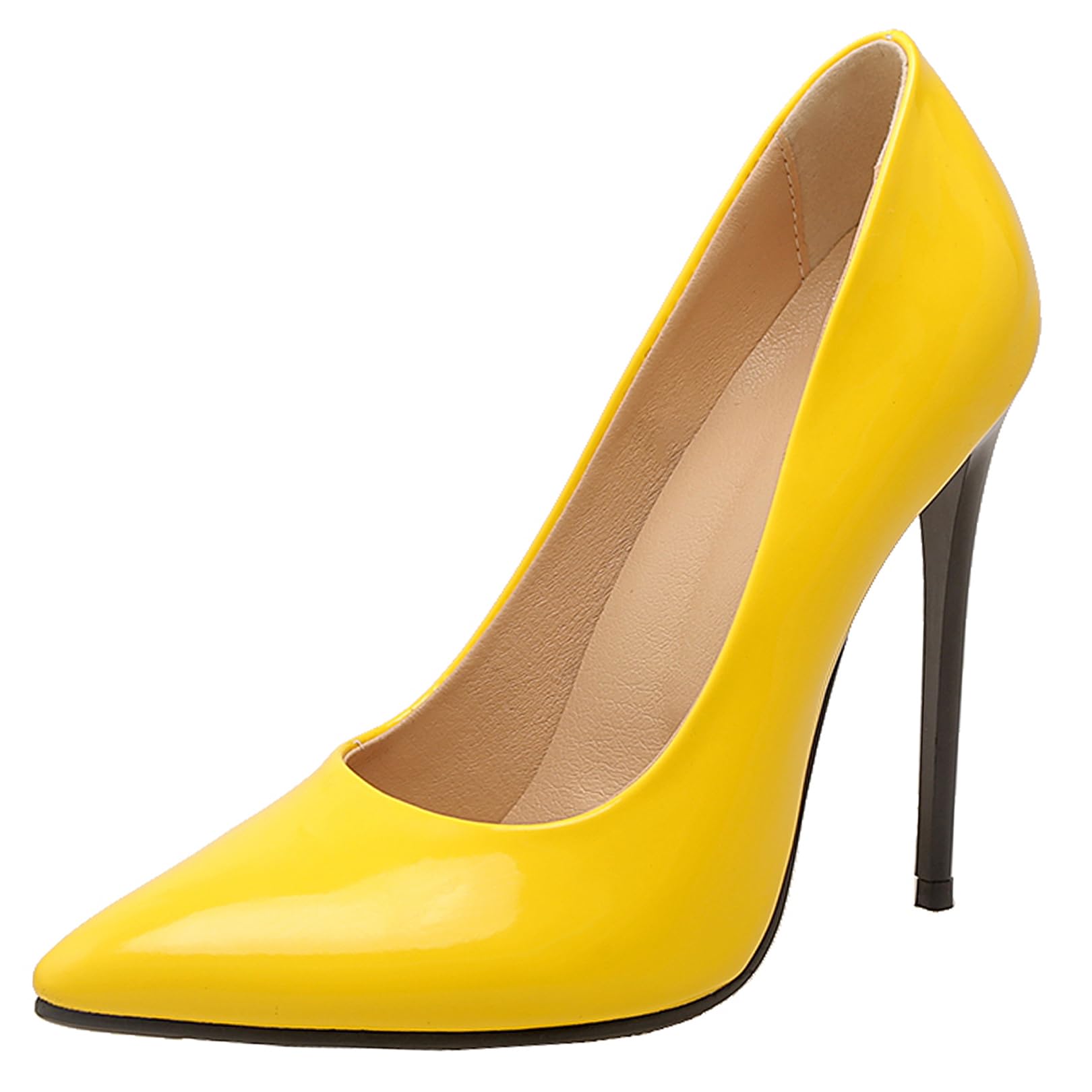 Décolleté a Spillo da Donna Tacco Alto Scarpe Appuntito Senza Chiusura Semplici Scarpe da Sera, Numero 33-51