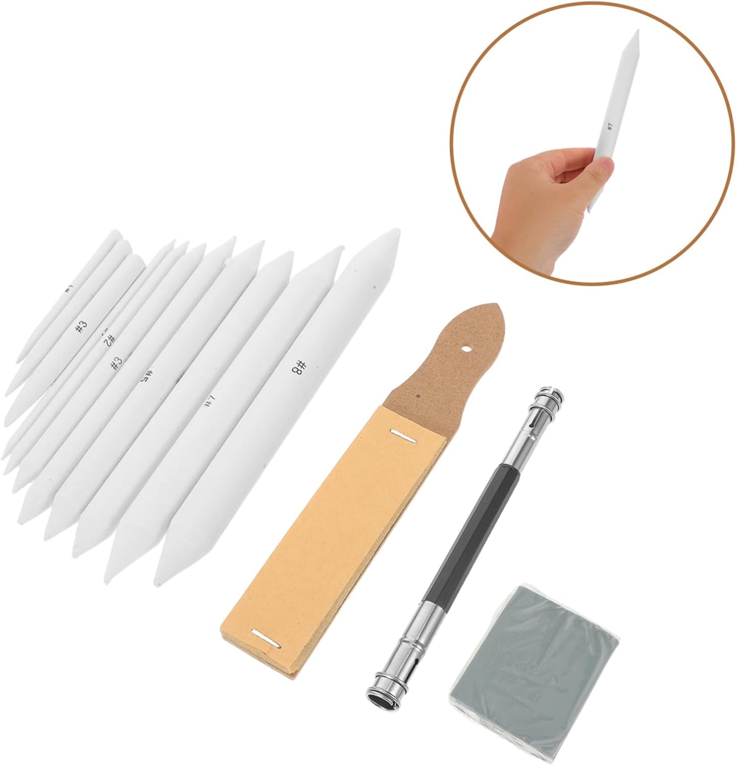 Homoyoyo 33pcs Sketch Drawing Art Blenders Set with Blending Stumps, Kneaded Erasers, Sandpaper Pencil Sharpener, and Extension Tool for Student Artists and Sketching Supplies