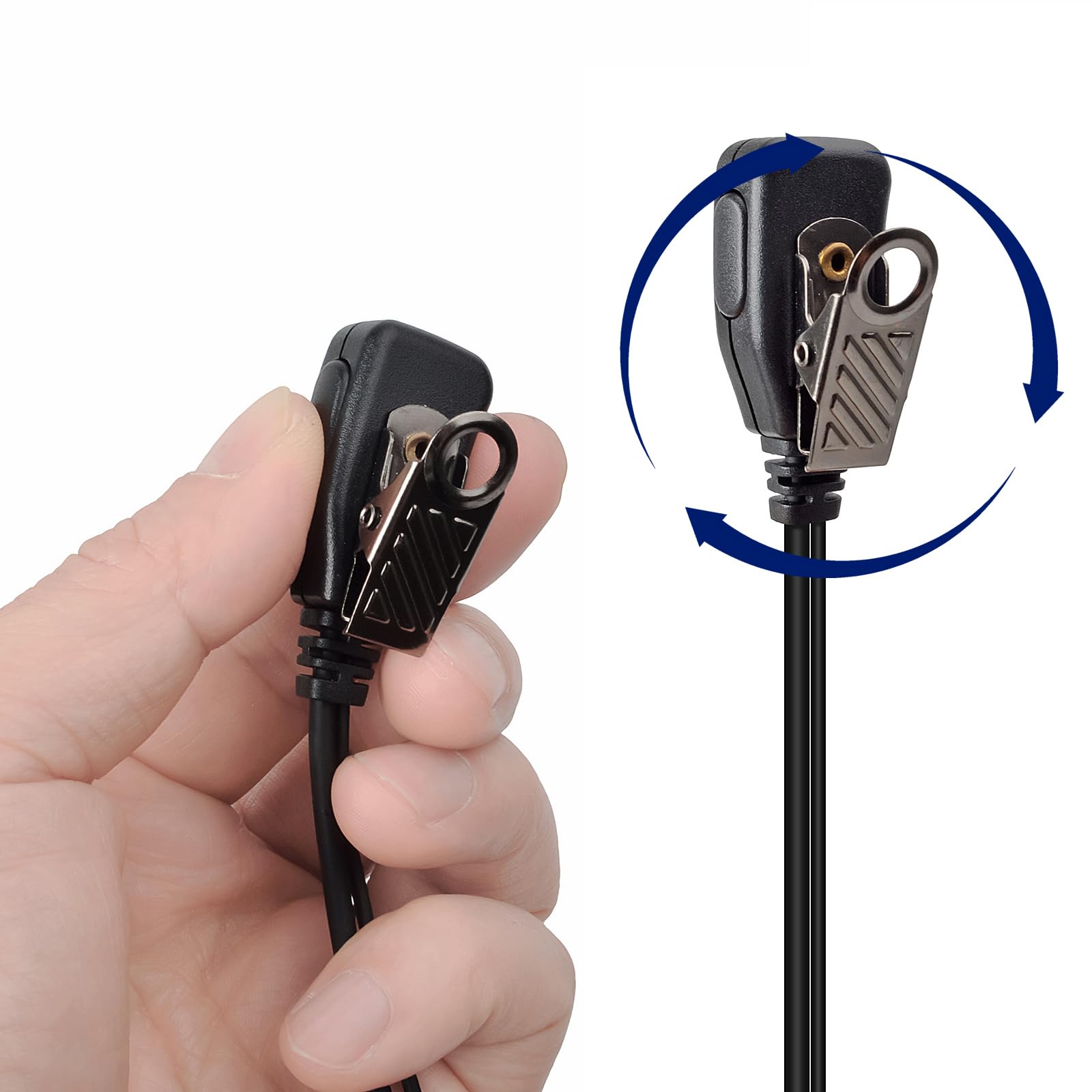 HYS Auriculares con Micrófono en Forma de G y PTT en Línea, Pinganillo Compatible con Kenwood Baofeng UV-5R UV5RA BF-888S de 2 Pines Radios (5 Unidades)