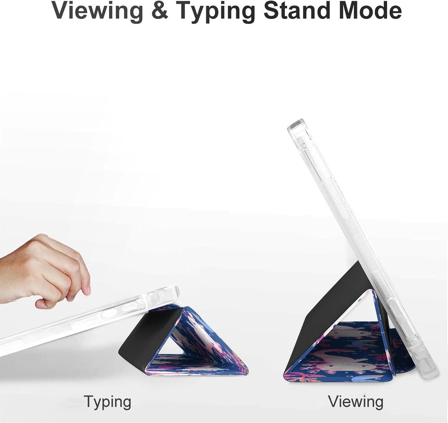 Axolotl Pattern Cute Case Compatible for Mini4/5（7.9in） Trifold Tablet Protective Cover with Pencil Holder