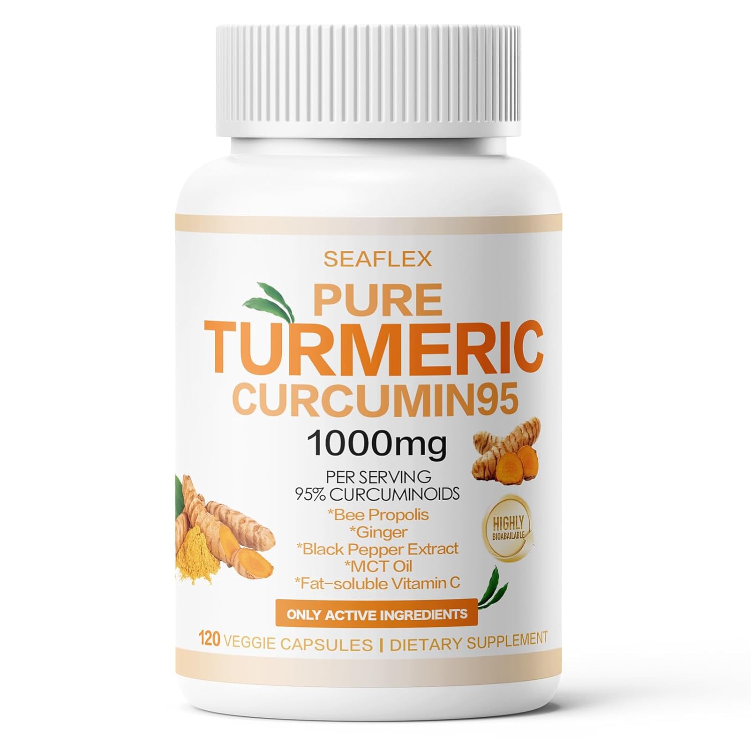 Turmeric Curcumin 95 1000mg - 95 Turmeric Complex Supplement with Bee Propolis 120 Capsules