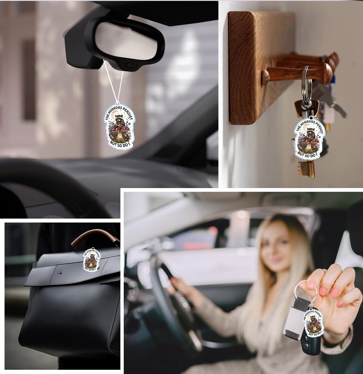 Nurse Keychain, Cute Raccoon Decor Acrylic Emotional Support Keychain Inspirational Raccoon Gifts for Motorcycles Cars Backpack Handbag -3 - Image 6