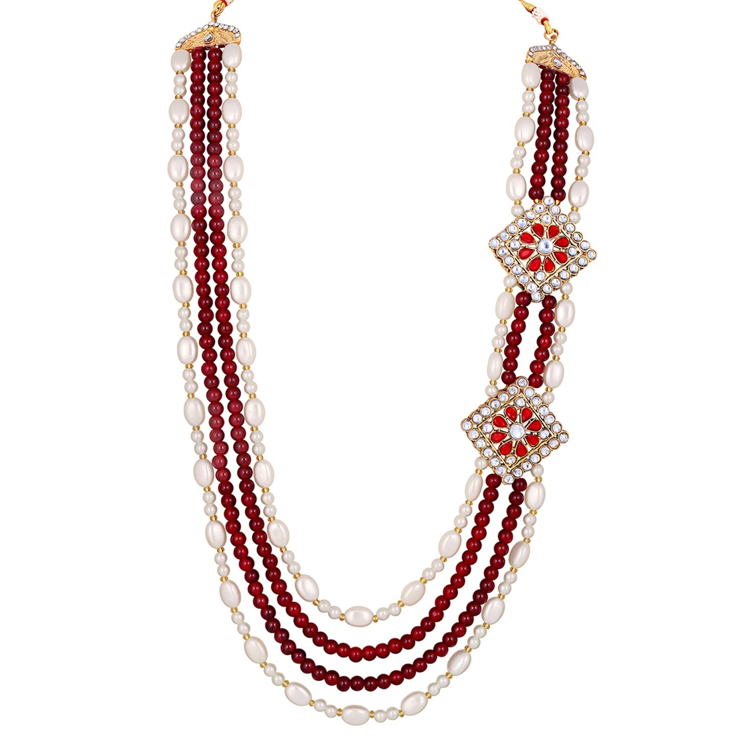 Mahi 4 Layers Maroon and White Glass Beads Base Dulha Moti Mala Haar Necklace for Mens (ML1108097GMar) (B0BMLWTPHS) Amazon Price History, Amazon Price Tracker
