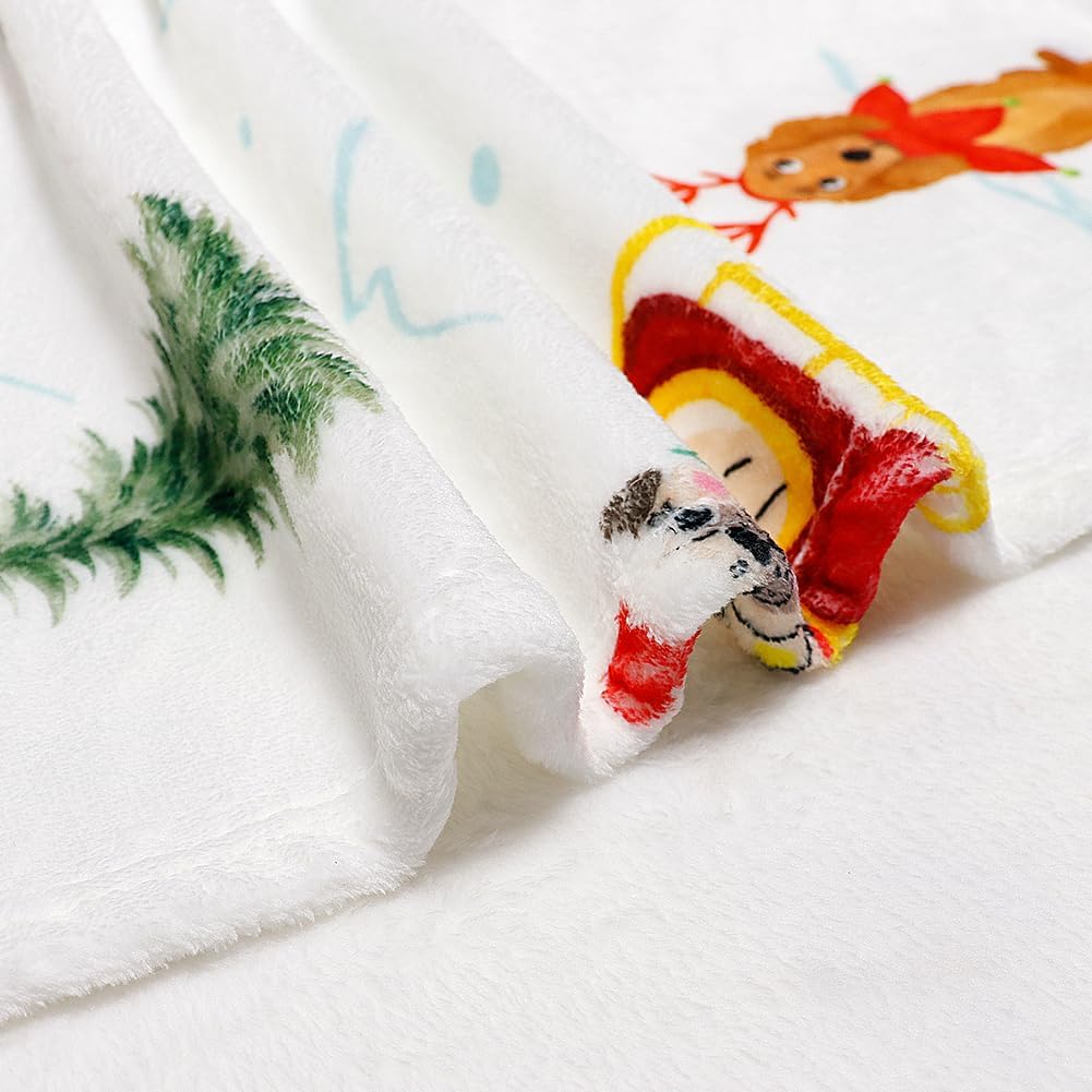 Christmas Throw Blanket Cute Puppy Fleece Throw Blanket Xmas Trees Dog Prints Blankets Winter Holiday Soft Cozy Decorative Blankets Christmas Theme Throws Blanket for Couch Bedding 50 x 60in - Image 7