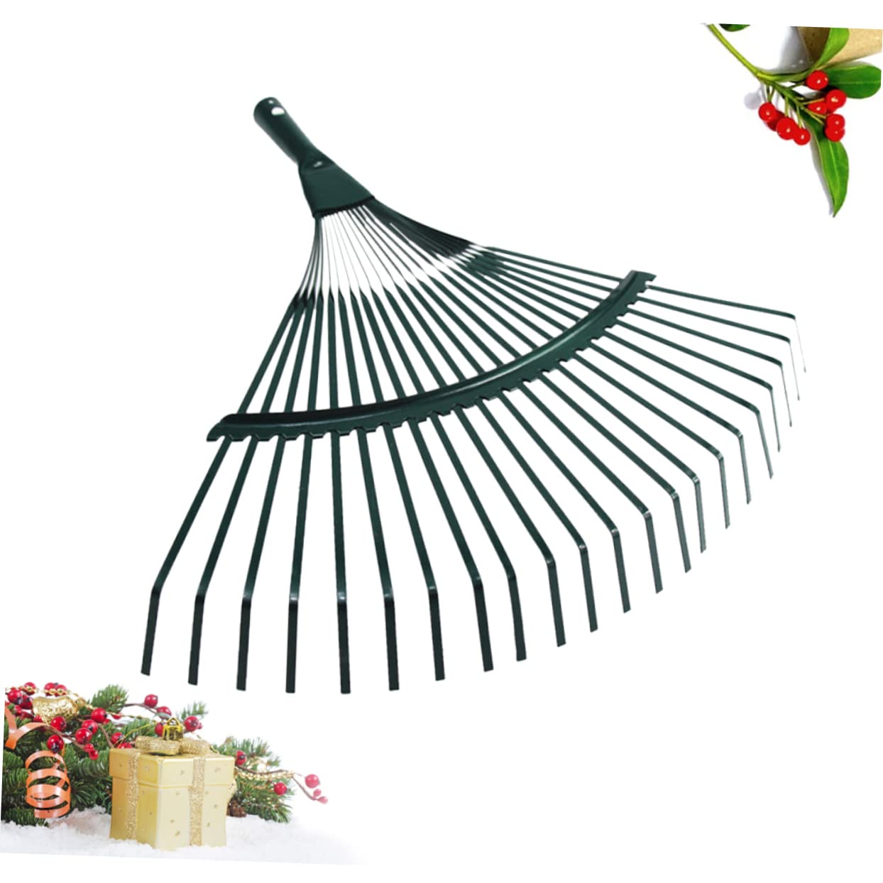 POPETPOP Râteau à Feuilles de Jardin Outil Pratique pour Nettoyage Extérieur et Ferme Manche en Bois 2 Pièces Couleur Aléatoire 22 Dents en Acier à Haute Teneur en Carbone